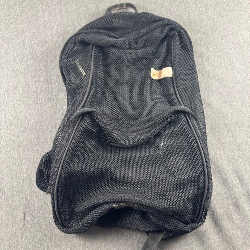 Nike Mesh Backpack Black Orange Swoosh Breathable Gym Sports Bag